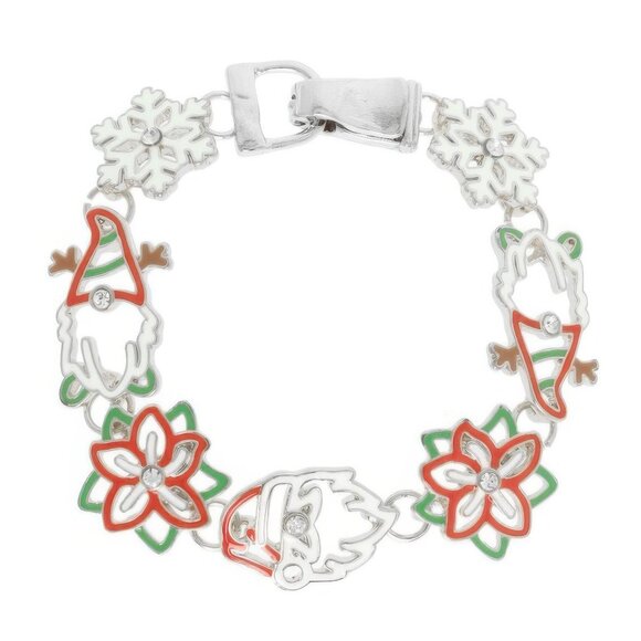 Christmas Snowflake Poinsettia Charm Bracelet - Picture 2 of 2